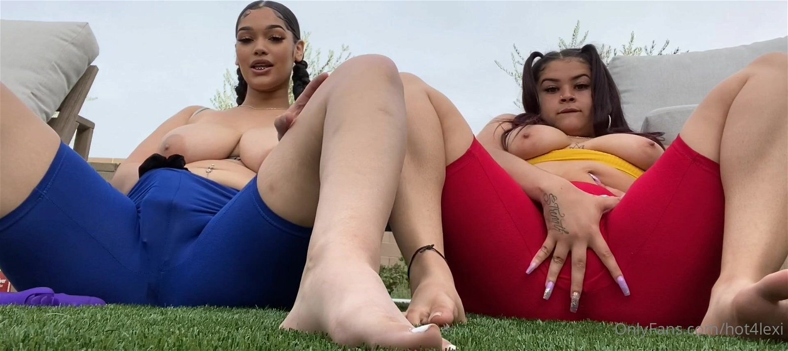 Hot4lexi And Ruby2down Enjoying Outdoor Masturbation Without Taking Their Tight Shorts Off Onlyfans Leaked Video
